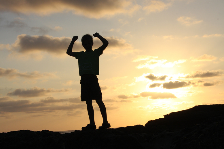 Silhouette of a Victorious Child